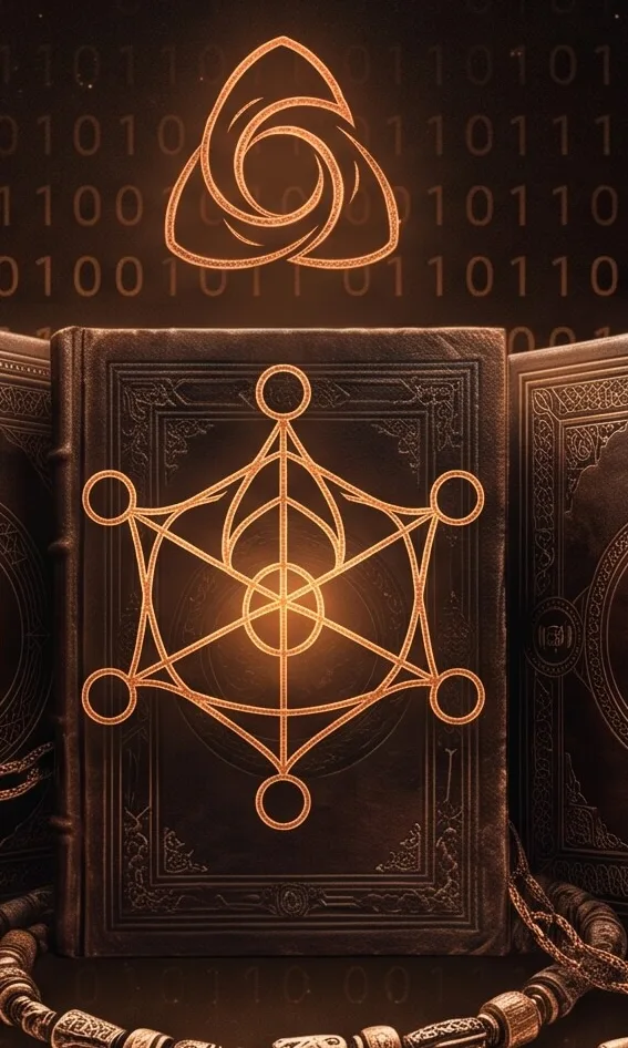 Sacred Ifa emblem on leather-bound book